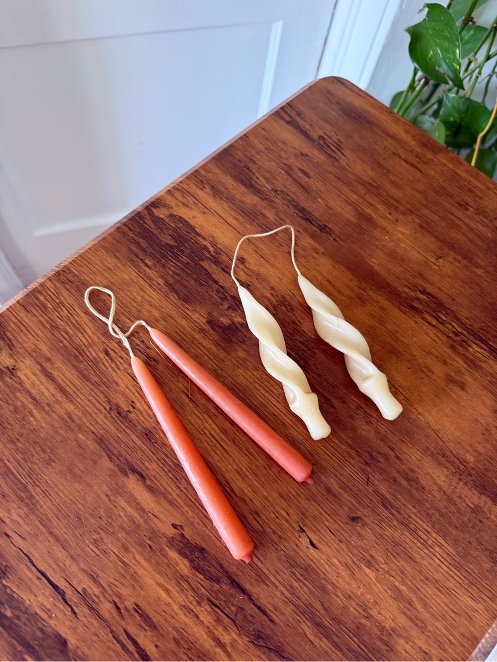 Set of MINI Decorative Taper & Twist Candles - Terracotta & Cream